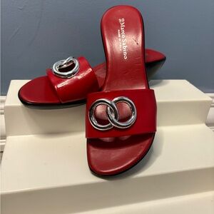 Red Marco  Savino Sandals with Silver Accents